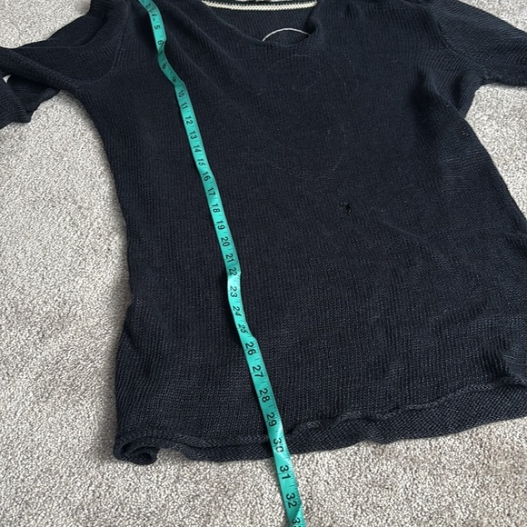 Armani Jeans Navy black contrast Futuristic Linen Mesh long sleeve Sweater XXL - Picture 12 of 15